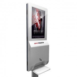 Grindų stovas 21,5 colio gelio dozatoriaus ekranas su skaitmeniniais ženklais su rankų dezinfekavimo priemonių dozatoriumi