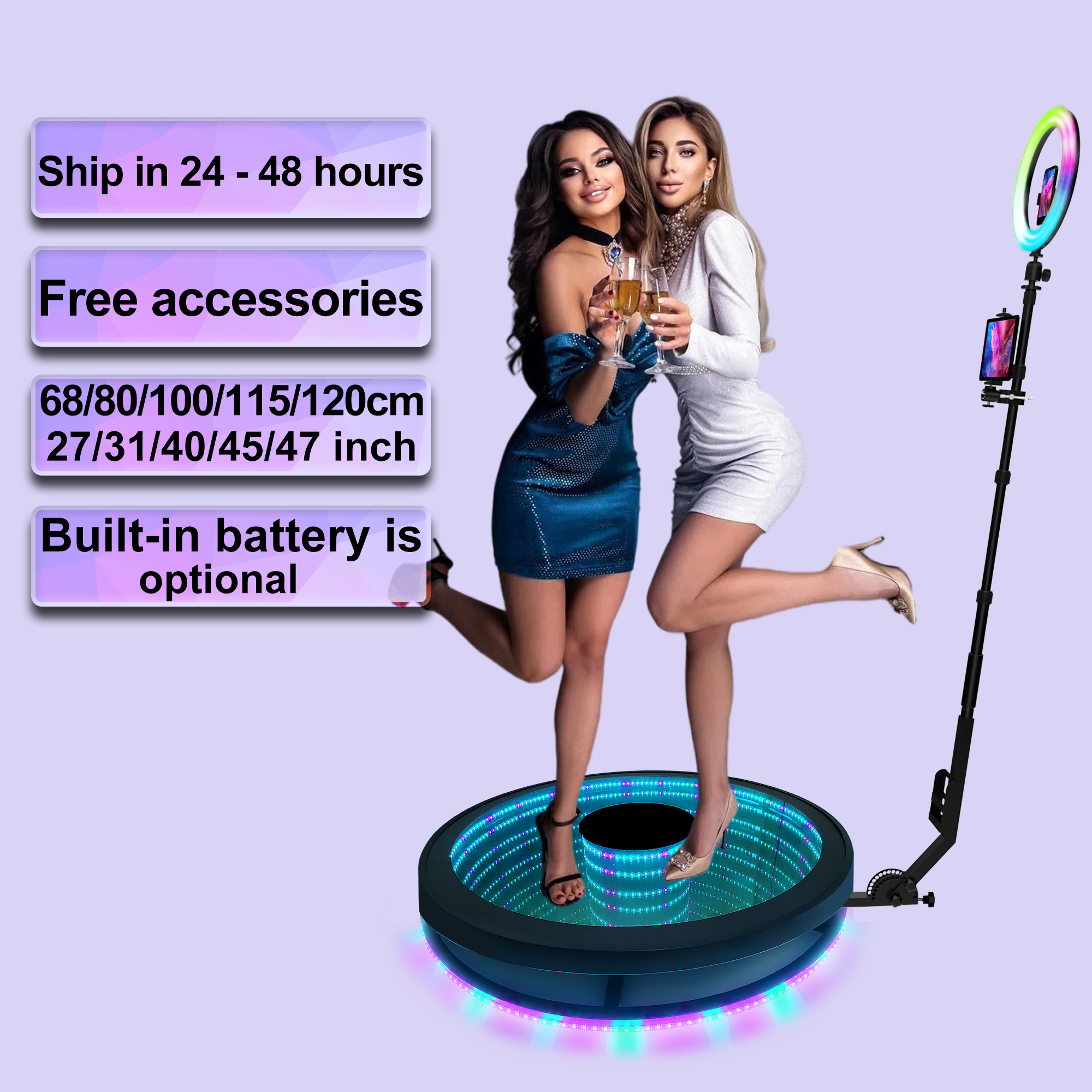 Infinity Mirror 3d Selfle Stand Video Photobooth Platform Automatic Spinning Abyss 360 Photo Booth Featured Image