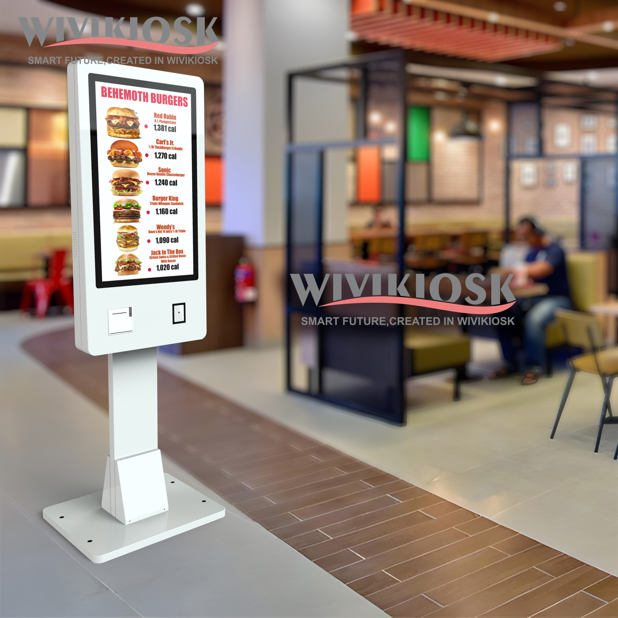 unattended operation wall mount fast food shop self ordering kiosk