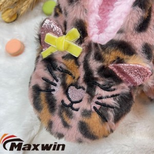Kids Winter 3D Cat Embroidery Warm Slipper Socks