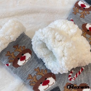 Dame fuzzy sokker med elg, julestrømpe, vintage tykke hytte sokker