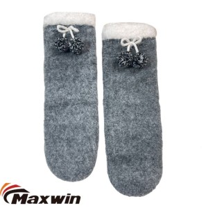 Жіночі зимові товсті сірі осінні та зимові домашні шкарпетки протиковзкі побутові