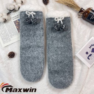 Women’s winter thick gray autumn and winter sleep indoor anti-skid household socks