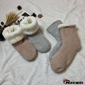 Iarna pentru femei, calduroase, confortabile, de tricotat cu paiete, căptușeală din blană artificială, papuci pentru interior