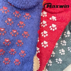 Жіночі зимові в'язані теплі тапочки Домашні шкарпетки в підлогу Пухнасті шкарпетки з мікрофібри з малюнком милої собачки