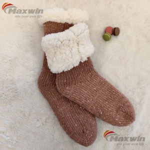 Женски зимски топли машински чорапи за дома со Brush Cozy Yarn
