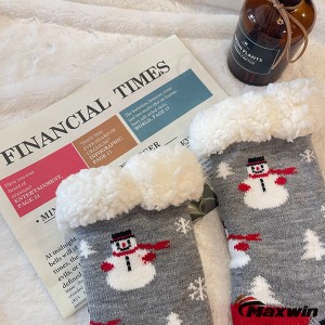 Ladies Fuzzy Socks With Elk, Christmas Stocking, Vintage Thick Cabin Socks