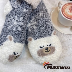 Женские зимние супер теплые противоскользящие уютные носки из микрофибры с милыми животными и снежинками