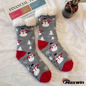 Dámske fuzzy ponožky s losom, vianočné pančuchy, vintage hrubé kabínkové ponožky