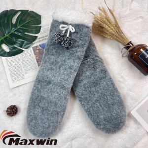Женске зимске густе сиве јесење и зимске кућне чарапе за спавање против клизања