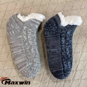 Moterų namų jaukios žiemos trumpikės kabelinės kojinės su neslystančia medžiaga
