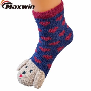 Dámske zimné pletené teplé papuče domáce podlahové ponožky Fuzzy ponožky z mikrovlákna s roztomilým vzorom psa
