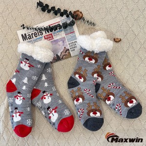 Женские нечеткие носки с лосем, рождественские чулки, винтажные толстые носки для домиков