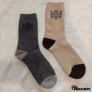 Winterdameswolmix warme halfhoge sokken met klassiek sneeuwvlokpatroon