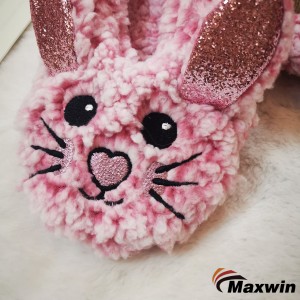 キッズ 冬 3D 動物刺繍 暖かいスリッパ ソックス ウサギとヘラジカのパターン