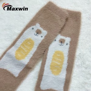 Fluffy Cozy Socks nrog Alpaca Design Kids Socks