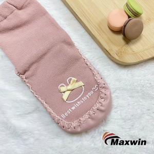 Дитячі шкарпетки з текстильною підошвою з ABS і бантом для дівчат