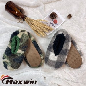 Vana Nguva Yechando Camouflage/Grid Cozy Slipper Socks
