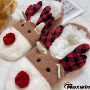 Winter Christmas Collection Mei Cute Elk Animal Soft Warm Ballerina Slippers