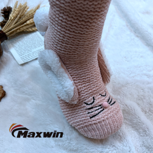 Vroue Akriel Kabel Winter Gesellige Sokkies met Anti-slip kolletjies vir binnenshuise gebruik