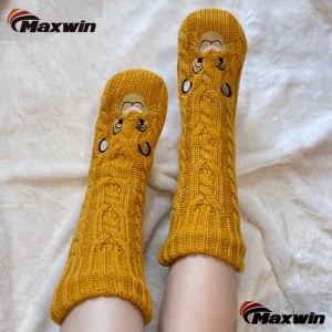 Dames winter halfhoge pluizige sokken met leeuw