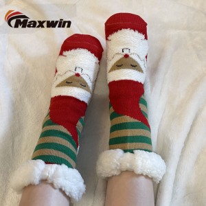 Kerst Dames comfortabele pantoffelsokken met Kerstman