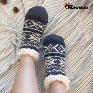 Damen Wanter Fuzzy Slipper Socken mat Snowflake Muster