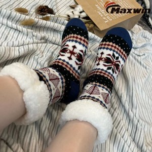 Ženske udobne zimske čarape s uzorkom snježnih pahuljica, dvoslojne kabinske čarape