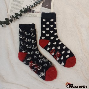 Zimske ženske termo neklizajuće debele čarape s uzorkom srca s manžetom za trepavice