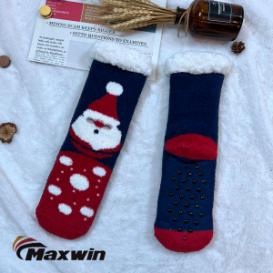 Božićni stil ženske zimske neklizajuće mekane udobne čarape sa sherpa podstavom