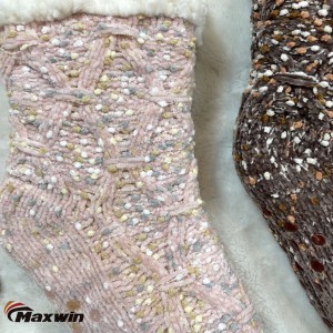 Women Chenille Cable Winter Cozy Socks with Anti-Slip Dots សម្រាប់ប្រើប្រាស់ក្នុងផ្ទះ