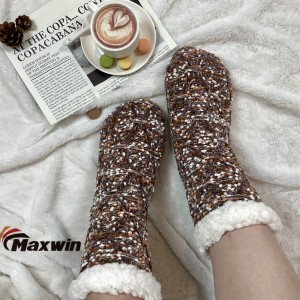 Γυναικείες χειμερινές κάλτσες Chenille Cable με αντιολισθητικές κουκκίδες για εσωτερική χρήση