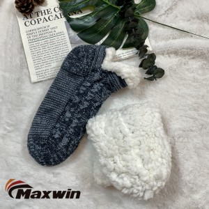 Дамски домашни уютни зимни къси въжени чорапи с противоплъзгане