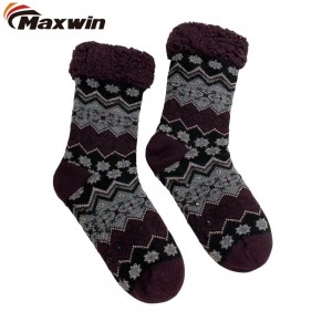 Машки пријатни зимски чорапи со шема на снегулки, двослојни чорапи