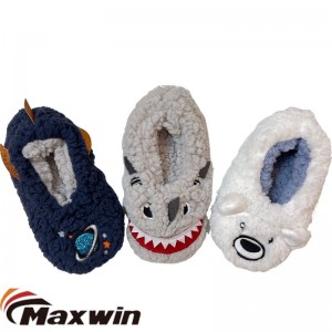Kids Winter 3D Animal Embroidery Warm en noflik slippers