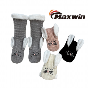 Basali ba Acrylic Cable Winter Cozy Socks e nang le matheba a Anti-slip bakeng sa Tšebeliso ea Ka hare