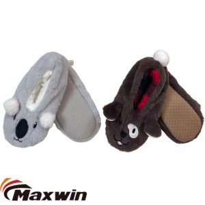 Meias de chinelo aconchegantes com bordado animal 3D de inverno infantil com padrão de coala e cachorrinho