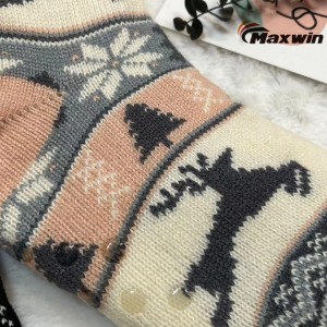 Жіночі затишні зимові шкарпетки з візерунком сніжинки та лося, двошарові шкарпетки для кабіни