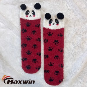 Matan bazara/kaka/hunturu Super Warm Anti-slip Microfiber Socks tare da kyawawan Dabbobi