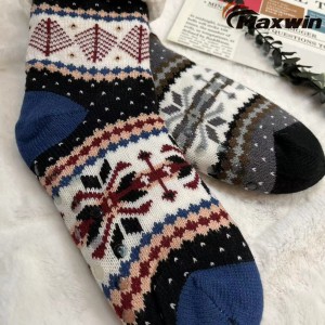 Γυναικείες ζεστές χειμερινές κάλτσες με μοτίβο νιφάδας χιονιού, διπλές κάλτσες καμπίνας