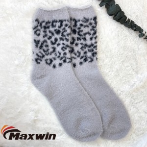 Dammen Fréijoer / Wanter super waarm mëll Socken mat Leopard Perséinlechkeet Jacquard Socken