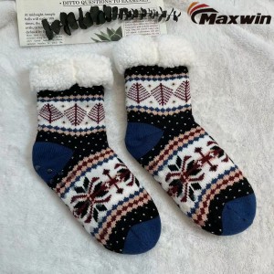 Dámské útulné zimní ponožky se vzorem sněhových vloček, dvouvrstvé kabinové ponožky
