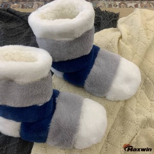 Tsarin Cikin Dadi Mai Launi na Lokacin hunturu Faux Fur Bootie Anti-Slippery Socks