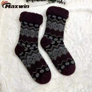 Gemütliche Wintersocken für Herren mit Schneeflockenmuster, doppellagige Socken