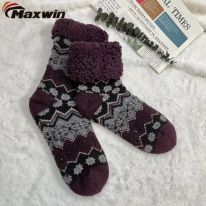 Pánské útulné zimní ponožky se vzorem sněhových vloček, dvouvrstvé ponožky