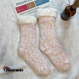 Женские винтажные толстые уютные носки-тапочки с помпоном из пряжи