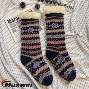 Kar Tanesi Desenli Bayan Kışlık Süper Sıcak Terlik Çorap