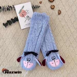 Ladies Winer Mid calf Fuzzy Socks with Donkey