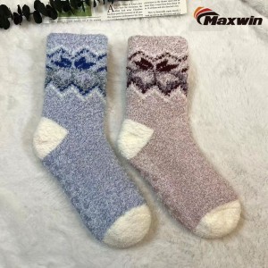 Dammen gemittlech Wanter Socken mat Snowflake Muster, Duebelschicht Heem Socken