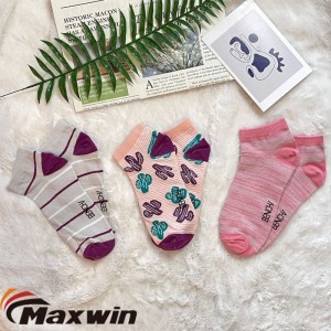 Calcetines tobilleros de moda para mujer primavera/otoño con rayas, patrón de cactus